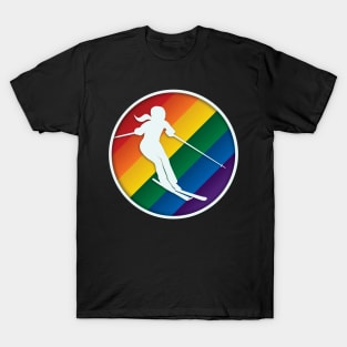 LGBTQ+ Skier with ponytail T-Shirt